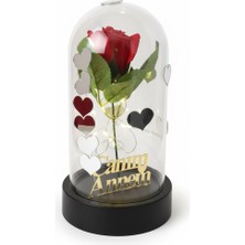 Terapix Işıklı Cam Fanus Içinde Kırmızı Gül, 'canım Annem' Yazılı, LED Işıklı, Anneler Günü Hediyesi