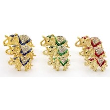 Buğz Swarovski Taşlı 3'lü Fil Figürü Model 1