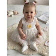 Aydede Kids Kız Bebek Papatya Nakışlı Tül Elbise Yazlık Şık Rahat Elbise
