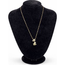 Pangu Zirkon Taşlı Unicorn Figürlü Altın Renk Çelik Kolye