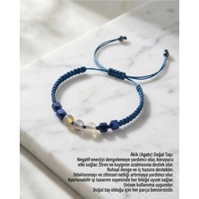 Begonia Accessories Akik Doğal Taş Bileklik Unisex Ipli Ayarlanabilir El Yapımı Şans ve Enerji Bilekliği