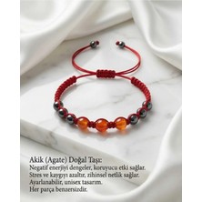 Begonia Accessories Akik Doğal Taş Bileklik Unisex Ipli Ayarlanabilir El Yapımı Şans ve Enerji Bilekliği