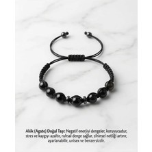 Begonia Accessories Akik Doğal Taş Bileklik Unisex Ipli Ayarlanabilir El Yapımı Şans ve Enerji Bilekliği