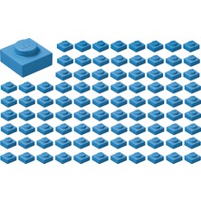 LEGO Yedek Parçalar: Plate: 100 Adet 1x1 Plate Parts Plaka Parçası Koyu Azur - Dark Azure 3024