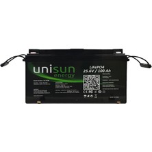 Sed Unisun 25.6V 100AH Lifepo4 Batarya 6000 Cycle + Ekran + Bluetooth