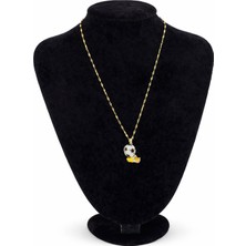 Pangu Mineli Futbol Topu ve Krampon Figürlü Altın Renk Çelik Kolye