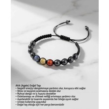 Begonia Accessories Akik Doğal Taş Bileklik Unisex Ipli Ayarlanabilir El Yapımı Şans ve Enerji Bilekliği