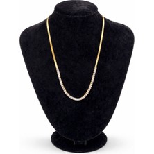 Pangu Zirkon Taş Detaylı Altın Renk Çelik Su Yolu Kolye