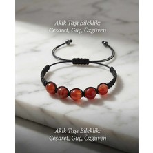 Begonia Accessories Akik Doğal Taş Bileklik Unisex Ipli Ayarlanabilir El Yapımı Şans ve Enerji Bilekliği