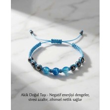 Begonia Accessories Akik Doğal Taş Bileklik Unisex Ipli Ayarlanabilir El Yapımı Şans ve Enerji Bilekliği