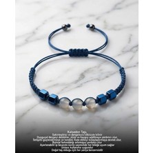 Begonia Accessories Kalsedon Doğal Taş Bilekik Unisex Ayarlanabilir Bilek Sakinleştirici Enerji Taşı Iletişim ve Denge