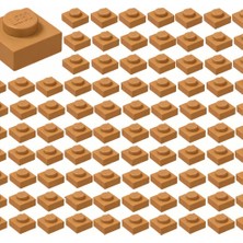 LEGO Yedek Parçalar: Plate: 100 Adet 1x1 Plate Parts Plaka Parçası Medium Nougat - Nuga 3024