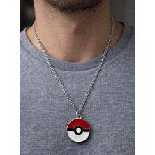 Herşey Nota Pokemon Poke Topu Anime Kolye Gümüş Renk 60 cm Zincir Unisex Yetişkin