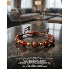 Begonia Accessories Akik Doğal Taş Bileklik Unisex Ipli Ayarlanabilir El Yapımı Şans ve Enerji Bilekliği