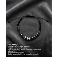 Begonia Accessories Hematit Doğal Taş Bileklik Unisex Ayarlanabilir Ipli Bileklik Negatif Enerji Koruyucu Güç ve Denge