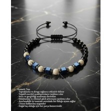 Begonia Accessories Hematit Doğal Taş Bileklik Unisex Ayarlanabilir Ipli Bileklik Negatif Enerji Koruyucu Güç ve Denge