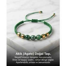 Begonia Accessories Akik Doğal Taş Bileklik Unisex Ipli Ayarlanabilir El Yapımı Şans ve Enerji Bilekliği