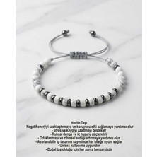 Begonia Accessories Havlit Doğal Taş Bileklik Unisex Ayarlanabilir Bileklik Sakinleştirici Enerji Taşı Stres Azaltıcı