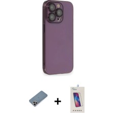 Cepte Toptan iPhone 13 Pro Max Siluet Minimal Özel Seri - Siyah Joko 5d Cam + Mor Metal Kamera Lens Koruma Cam