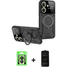Cepte Toptan Redmi 13C Kıvılcım Modern Serisi - Siyah 6d Antistatik Mat Seramik Hayalet Nano Ekran Koruyucu + Siyah Raze Metal Kamera Lens