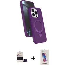 Cepte Toptan iPhone 14 Pro Max Iz Işık Koleksiyonu - Siyah Joko 5d Cam + Derin Mor Bilvis Titan Kamera Lens