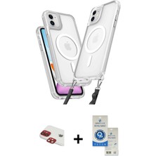 Cepte Toptan iPhone 11 Atlas Doku Koleksiyonu - Şeffaf Royal Nano Ekran Koruyucu + Kırmızı Pers Alüminyum Kamera Lens