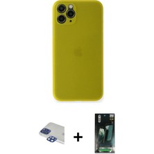Cepte Toptan iPhone 11 Pro Max Yadigar Yansıma Serisi - Şeffaf 360 Full Body Arka Koruyucu + Lacivert Pers Alüminyum Kamera Lens