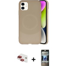 Cepte Toptan iPhone 11 Ufuk Serisi - Siyah 34D Hayalet Izgaralı Cam + Kırmızı Pers Alüminyum Kamera Lens
