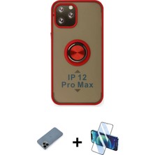 Cepte Toptan iPhone 12 Pro Yörünge Çizgi - Siyah 3D Antistatik Seramik Nano Ekran Koruyucu + Siyah Shine Kamera Lens Koruma Cam