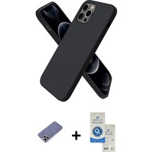 Cepte Toptan iPhone 12 Pro Max Kozmos Yansıma Özel Seri - Şeffaf Royal Nano Ekran Koruyucu + Gold Metal Kamera Lens Koruma Cam