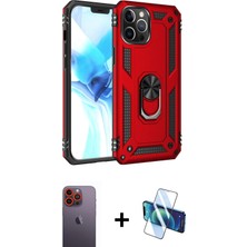 Cepte Toptan iPhone 12 Pro Max Ahenk Klasik Koleksiyonu - Siyah 3D Antistatik Seramik Nano Ekran Koruyucu + Turuncu Neon Fosforlu Kamera Lens
