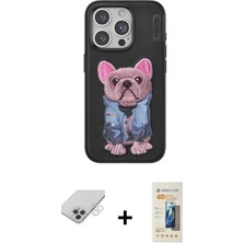 Cepte Toptan iPhone 14 Pro Max Iz Minimal Koleksiyonu - Siyah 6d Mat Seramik Hayalet Nano Ekran Koruyucu + Gümüş Band Metal Kamera Lens