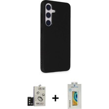 Cepte Toptan Galaxy S24 Akış Asil Koleksiyonu - Siyah Polymer Nano Ekran Koruyucu + Titanyum Gri Bilvis Titan Kamera Lens