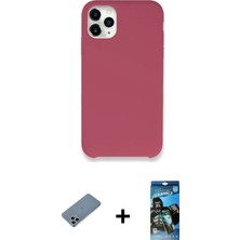 Cepte Toptan iPhone 11 Pro Max Zirve Modern Özel Seri - Siyah 34D Izgaralı Cam + Sierra Blue Shine Kamera Lens Koruma Cam