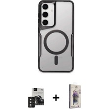 Cepte Toptan Galaxy S24 Yadigar Klasik Özel Seri - Siyah Bilvis 3D Cam Ekran Koruyucu + Derin Mor Pvd Metal Kamera Lens