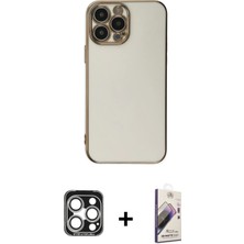 Cepte Toptan iPhone 15 Pro Max Yankı Serisi - Siyah Bilvis 3D Mat Cam Ekran Koruyucu + Gümüş Pvd Metal Kamera Lens