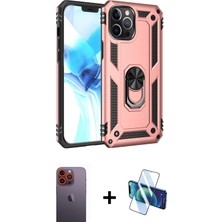 Cepte Toptan iPhone 12 Pro Max Ahenk Klasik Koleksiyonu - Siyah 3D Antistatik Seramik Nano Ekran Koruyucu + Turuncu Neon Fosforlu Kamera Lens