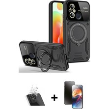 Cepte Toptan Redmi 12C Kıvılcım Modern Serisi - Siyah 3D Antistatik Mat Seramik Nano Ekran Koruyucu + Şeffaf Kamera Lens Koruma Cam