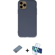 Cepte Toptan iPhone 11 Pro Ahenk Serisi - Siyah 3D Antistatik Seramik Nano Ekran Koruyucu + Gümüş Shine Kamera Lens Koruma Cam