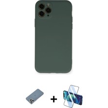 Cepte Toptan iPhone 11 Pro Ahenk Serisi - Siyah 3D Antistatik Seramik Nano Ekran Koruyucu + Gümüş Shine Kamera Lens Koruma Cam