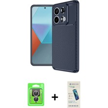 Cepte Toptan Redmi Note 13 Pro 4g Eksen Form Prime - Şeffaf Pasifik Cam Ekran Koruyucu + Gümüş Raze Metal Kamera Lens