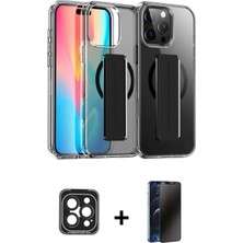Cepte Toptan iPhone 15 Pro Max Nova Işık Koleksiyonu - Siyah 3D Antistatik Hayalet Cam Ekran Koruyucu + Siyah Pvd Metal Kamera Lens