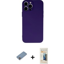 Cepte Toptan iPhone 13 Pro Max Ahenk Serisi - Siyah 6d Mat Seramik Hayalet Nano Ekran Koruyucu + Gökkuşağı Shine Kamera Lens Koruma Cam