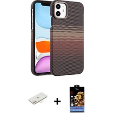 Cepte Toptan iPhone 11 Doruk Serisi - Siyah Buffer Hayalet Cam Ekran Koruyucu + Sarı Renkli Kamera Lens Koruma Cam