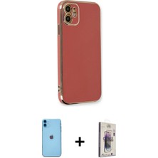 Cepte Toptan iPhone 11 Yankı Serisi - Siyah Bilvis 3D Cam Ekran Koruyucu + Mavi Neon Fosforlu Kamera Lens