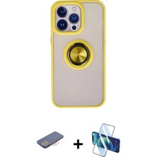 Cepte Toptan iPhone 13 Pro Max Yörünge Çizgi - Siyah 3D Antistatik Cam Ekran Koruyucu + Pembe Renkli Kamera Lens Koruma Cam