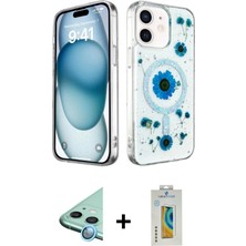 Cepte Toptan iPhone 12 Kozmos Doku - Siyah Polymer Nano Ekran Koruyucu + Mavi Raze Metal Kamera Lens