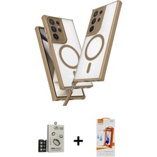 Cepte Toptan Galaxy S24 Ultra Atlas Doku Koleksiyonu - Siyah Autokit 5in1 Fiber Polymer Nano Ekran Koruyucu + Gold Bilvis Titan Kamera Lens