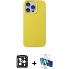 Cepte Toptan iPhone 15 Pro Max Ahenk Serisi - Siyah 3D Antistatik Seramik Nano Ekran Koruyucu + Siyah Pvd Metal Kamera Lens