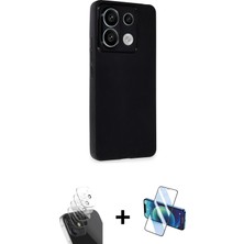Cepte Toptan Redmi Note 13 Pro 4g Atlas Minimal Prime - Siyah 3D Antistatik Cam Ekran Koruyucu + Şeffaf Kamera Lens Koruma Cam